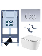 SET AQUATEK ОБЕРОН T PNS013 (рама AQUATEK INSP-0000001 с клавишей PNS-0000013 и крепежом KKI-0000002+унитаз ОБЕРОН AQ1365T-00, тонкое сиденье sc) 500_191_3226909