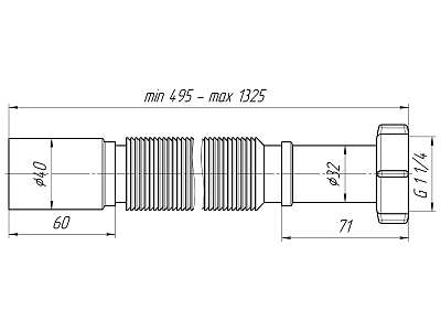 Гибкая труба 1 1/4"*40удлинённая, ANI PLAST 400_400_2913287