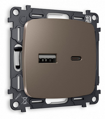 Розетка 2хUSB type A и C без рамки Ambrella Volt OMEGA MO641010 400_400_2188755