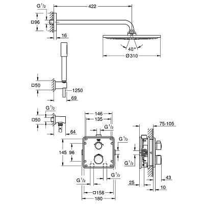 34730000 Grohtherm Набор для комплектации душа с Rainshower Cosmopolitan 310, хром 400_400_1440414