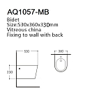 AQ1057-MB ВЕГА Биде подвесное 530*360*330, цвет черный матовый 250_100_2408293