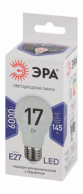 Лампа светодиодная Эра Стандарт E27 17Вт 6000K LED A60-17W-860-E27 400_400_2473931