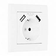 Розетка с заземлением и со шторкой и 2хUSB Arte Milano SET06-1 SET06-1-47-1 white 500_191_2305950