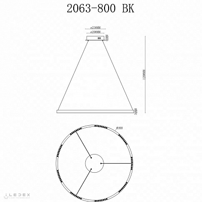 Подвесной светильник iLedex Vision 2063-D800 BK 400_400_1991440