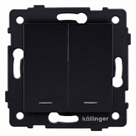 Выключатель проходной двухклавишный с подсветкой без рамки Kollinger  REA-S-010BK 500_191_3124067