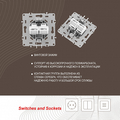 Розетка Ethernet RJ-45 без рамки Arte Milano am-217 217.45-2.silver 400_400_2167888