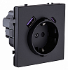 Розетка с заземлением и со шторкой и 2хUSB type A и C, без рамки Kollinger Eclipse EC-016BK 100_100_3118878