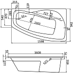1.WH11.1.990 МАЙОРКА XL 160х95 ванна асимметричная акриловая правосторонняя белая 250_100_1434237