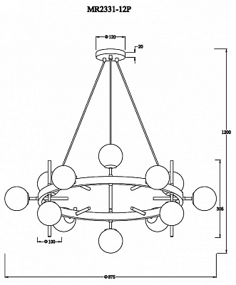 Подвесная люстра MyFar Robert MR2331-12P 400_400_1994756