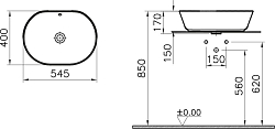 7427B003-0012 Geo Раковина-чаша 55cm-цвет белый VITRA 250_100_2407076
