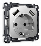 Розетка с заземлением и 2хUSB type A, без рамки Ambrella Volt OMEGA MO409010 500_191_2307282