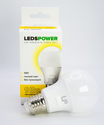 Лампа светодиодная LEDS POWER A60 E27 9Вт 3000K 006581 400_400_2201118