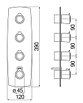 SI98104BR SOFI термостатический смеситель для ванны 4 выхода (внешняя часть), бронза 250_100_2418120
