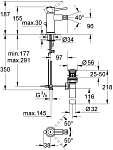 32864000 BauClassic Смеситель для биде с донным клапаном, хром 250_100_1440117