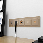 Накладка для розетки с заземлением и 2хUSB Werkel шампань W1179511 250_100_1881851