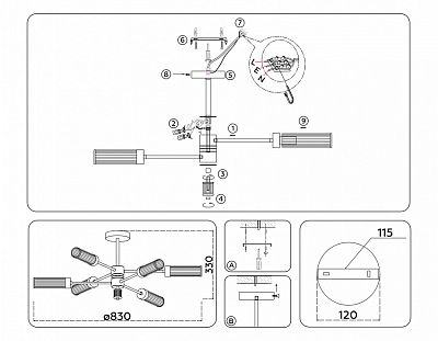 Люстра на штанге Ambrella Light HIGH LIGHT LH55161 400_400_2026828