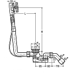 138561 Multiplex Visign M5 слив-перелив (плоская констр.), с гидрозатвором, наклад., отводящ. колено 45°, 40/50 x 725 мм, пластик/хром, модель 6163.45 250_100_1436100