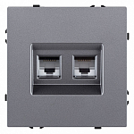 Розетка двойная Ethernet RJ-45 и со шторками, без рамки Kollinger Eclipse EC-018GY 250_100_Array