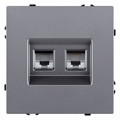 Розетка двойная Ethernet RJ-45 и со шторками, без рамки Kollinger Eclipse EC-018GY 400_400_3118848