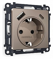 Розетка с заземлением и 2хUSB type A и C, без рамки Ambrella Volt ALFA MA640010 500_191_2307013