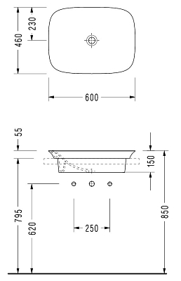 HR33DXS110H HERA раковина для установки в столешницу 46х60 см, Serel 400_400_2415276