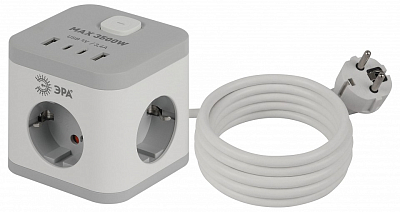 Удлинитель с выключателем Эра  CUBE-3es-1,5m-4USB-W 400_400_3239736