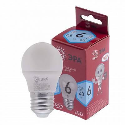 Лампа светодиодная Эра  E27 6Вт 4000K LED P45-6W-840-E27 R 400_400_2842275