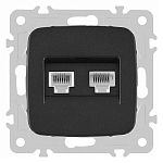 Розетка двойная RJ-11 и Ethernet RJ-45, без рамки Arte Milano am-205 205.44-1.black 250_100_2167086