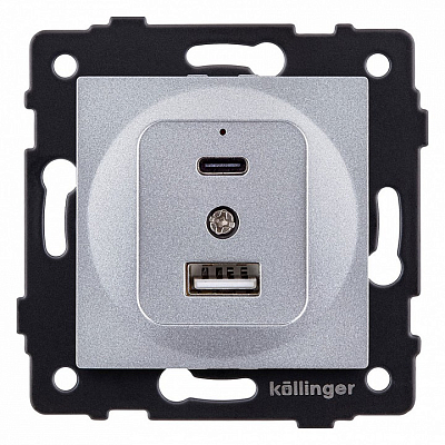 Розетка 2хUSB type A и C без рамки Kollinger  REA-037GY 400_400_3123520