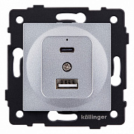 Розетка 2хUSB type A и C без рамки Kollinger  REA-037GY 500_191_3123520