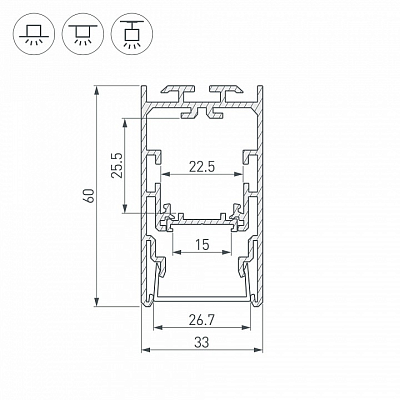 Профиль Arlight S2-LINE-3360-2500 ANOD+OPAL 021171 400_400_2132277