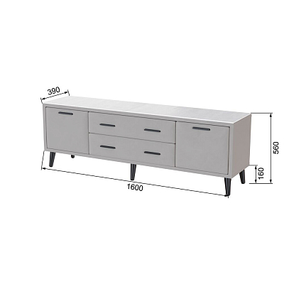 Тумба ТВ Пай 1,6, Светло-серый 400_400_1543509