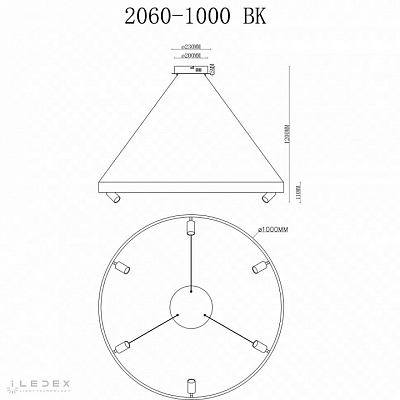 Подвесная люстра iLedex Vision 2060-D1000 BK 400_400_2811106