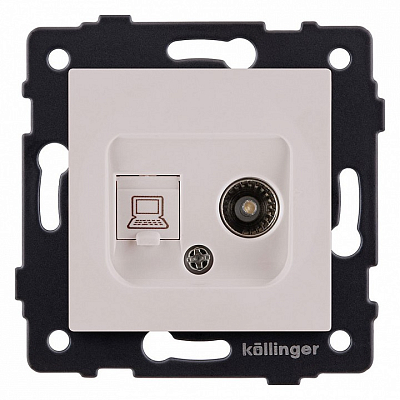 ТВ-розетка и розетка Ethernet RJ-45 без рамки Kollinger  REA-021CM 400_400_3123389