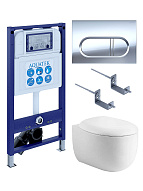 SET AQUATEK АЛЬТАИР cm-043 4в1 (рама AQUATEK INS-0000025 +крепление KKI-0000002 +кнопка KDI-0000043 +унитаз AQ1980-00 +тонкое сиденье с механиз) 500_191_3232665
