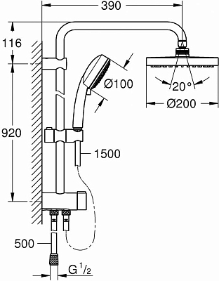 26453001 Tempesta New Cosmopolitan Душевая система 200 с переключателем, хром 400_400_1438484
