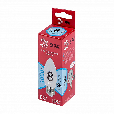 Лампа светодиодная Эра  E27 8Вт 4000K LED B35-8W-840-E27 R 400_400_2842393