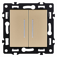 Выключатель двухклавишный с подсветкой без рамки Kollinger Asthetik AS-010GD 500_191_3106516