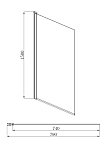 AQ DEL SBA 08015CH Шторка на ванну, одноэлементная, поворотная 800X1500 профиль хром, стекло прозрачное 250_100_2407847