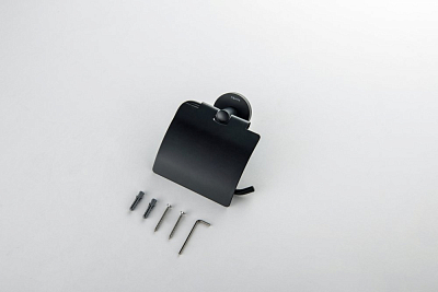 AQ4209MB ОБЕРОН бумагодержатель с крышкой, матовый черный 400_400_2412499
