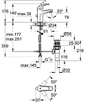 32805000 BauCurve Смеситель для раковины с донным клапаном, хром 250_100_1440078
