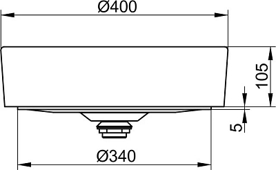 32880310400 STAGELINE Керамический умывальник D=400 mm, без перелива, вкл. принудительный слив G 1 1/4 и керамическую крышку, белый 400_400_1440143