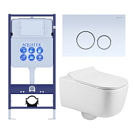 SET AQUATEK ЛУГАНО-015 4в1 (рама AQUATEK Standard INS-0000012+ кркпеж KKI-0000002+клавиша KDI-0000015+унитаз ЛУГАНО AQ2002-00 с тонким сиденьем soft-c 500_191_3226873