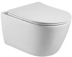 AQ1253W-00 БЕТТА Унитаз подвесной безободковый 531*360*344мм, тонкое сиденье с механизмом плавного закрывания, крепеж 500_191_3225089