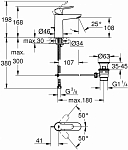 23758000 BauEdge Смеситель для раковины с донным клапаном, M-Size, хром 250_100_1438057