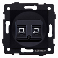 Розетка двойная Ethernet RJ-45 и со шторками, без рамки Kollinger  REA-015BK 500_191_3123296