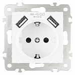 Розетка с заземлением и со шторкой и 2хUSB, без рамки Arte Milano am-206 206.47-1.white 250_100_Array