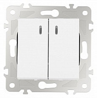 Выключатель двухклавишный с подсветкой без рамки Arte Milano 203 203.31-2.white 500_191_2302491