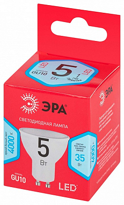 Лампа светодиодная Эра  GU10 5Вт 4000K LED MR16-5W-840-GU10 R 400_400_2842367