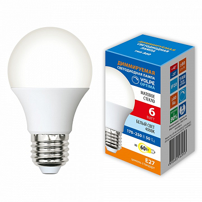 Лампа светодиодная Volpe OPTIMA E27 6Вт 4000K UL-00009219 400_400_1926049